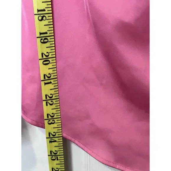 Talbots Women’s Pink V-Neck Long Sleeve Gold Button Down Satin blouse Size S NWT - Picture 8 of 12